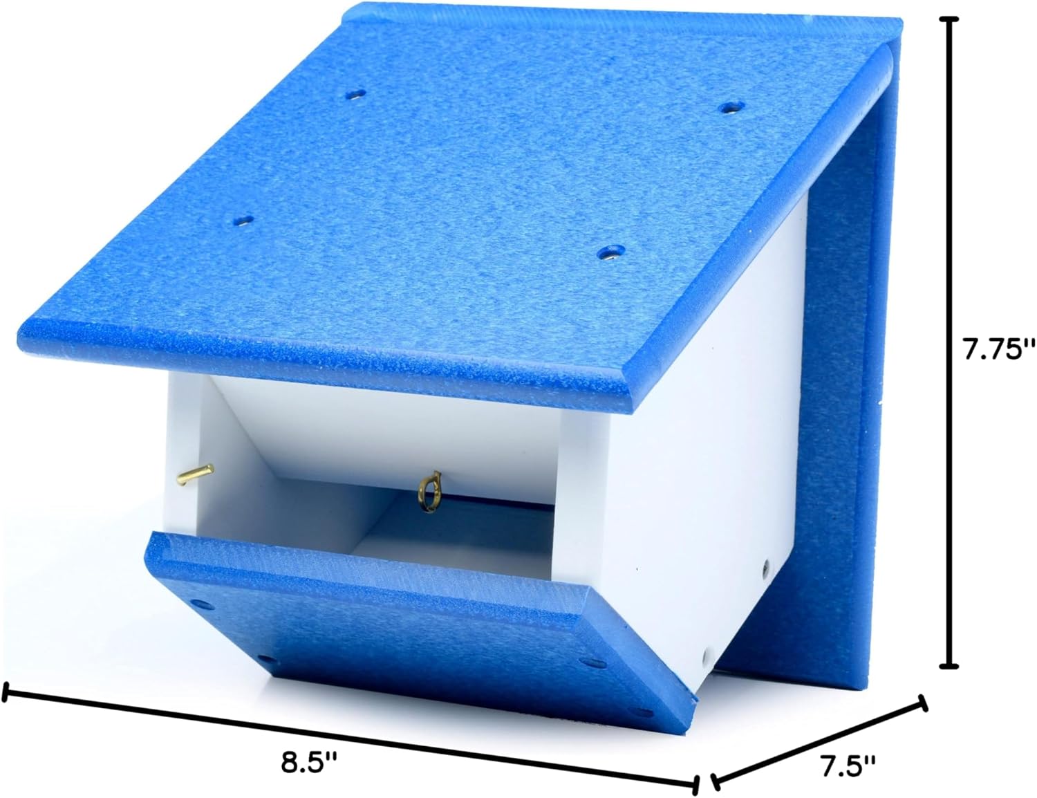 Wren Bird House Poly Lumber Easy Clean Out Design Weatherproof Hanging Cable Birdhouse (Indigo/White)