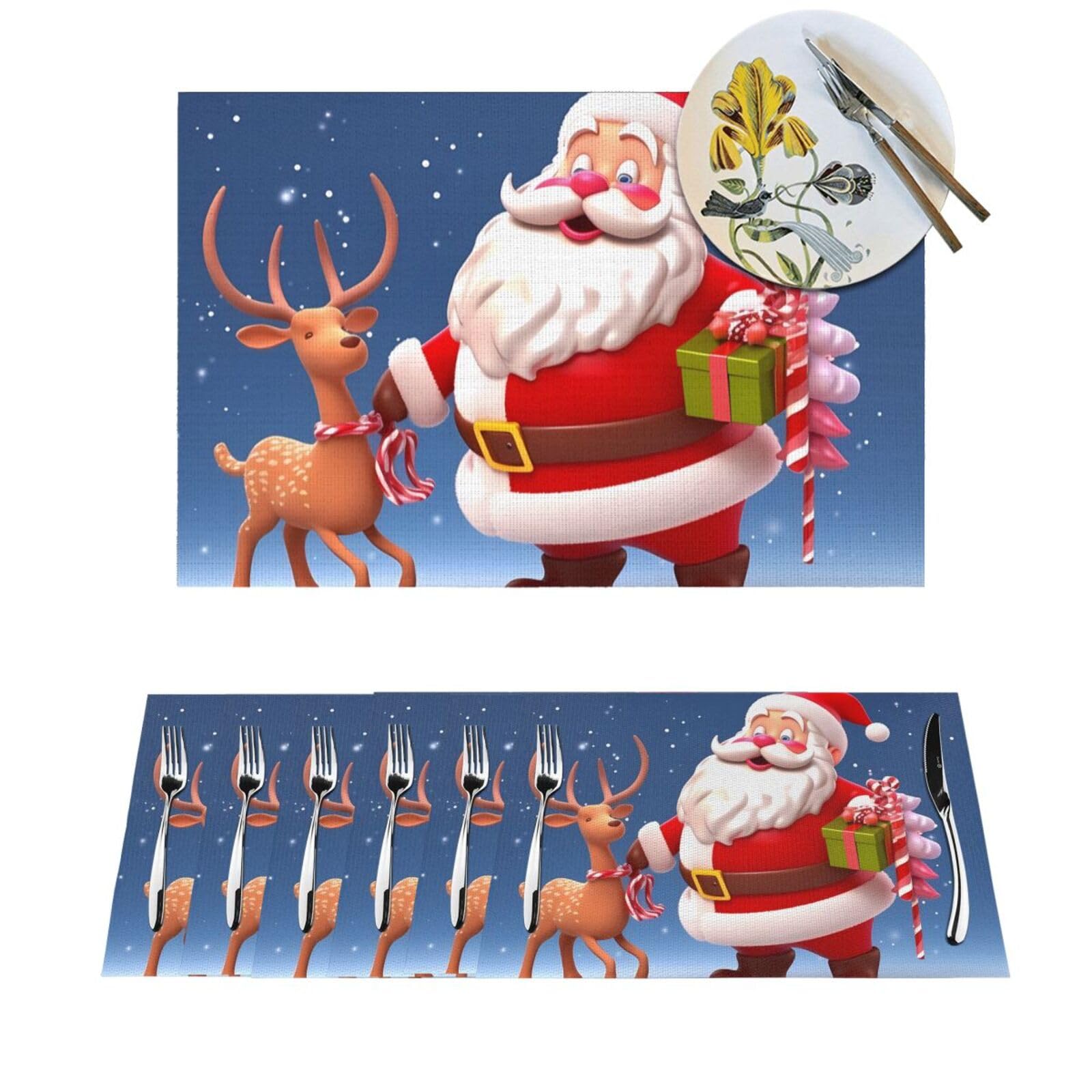 Sets de table antidérapants faciles à nettoyer pour repas de Noël en famille