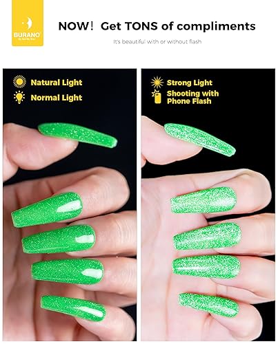 Miniatura 3 de BURANO Esmalte de uñas de gel reflectante, 0.2 fl oz, esmalte de gel reflectante con purpurina de diamante, esmalte de gel de color brillante de