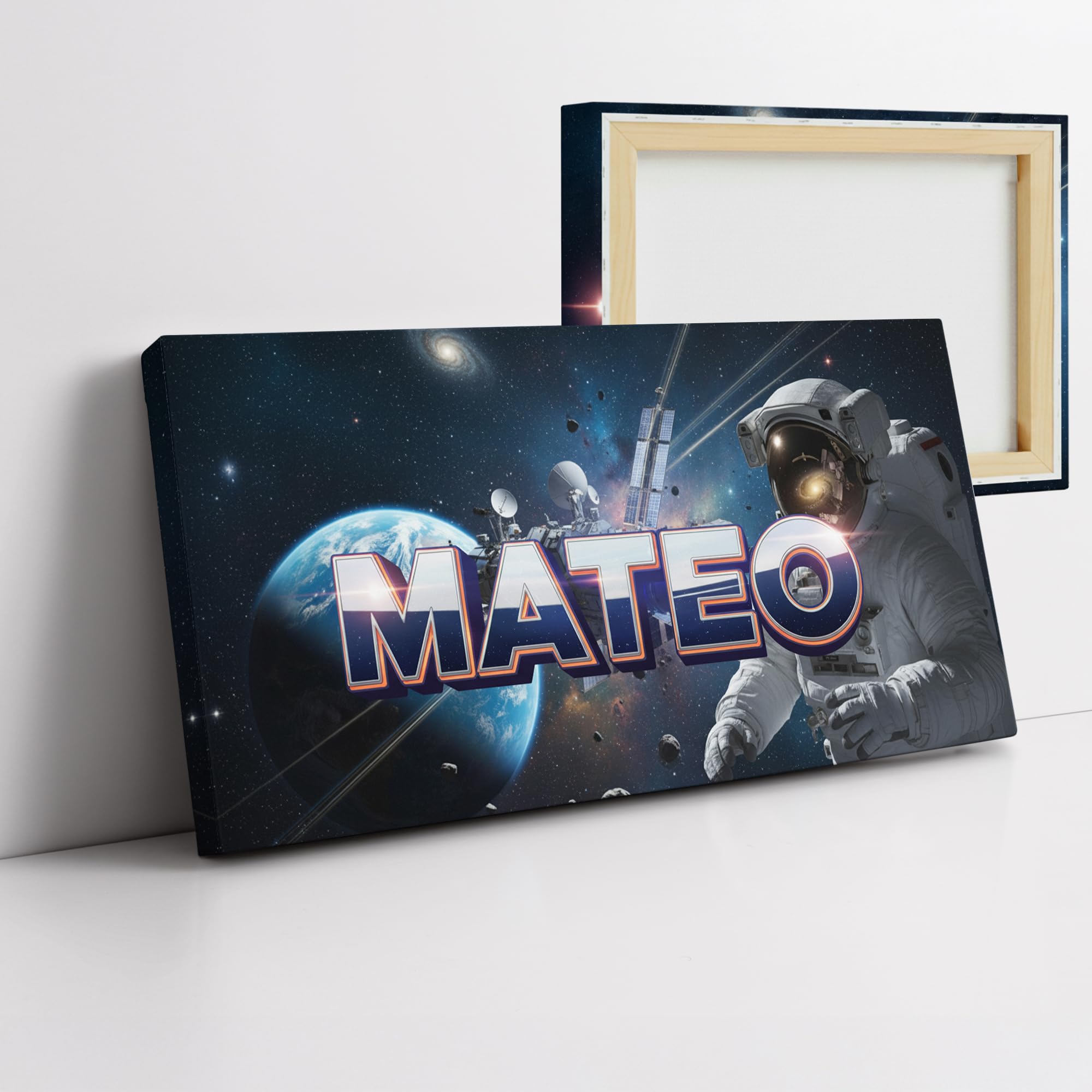 Póster espacio astronauta galaxia con nombre - Regalo Cumpleaños Niño