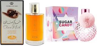 Choco Musk& Sugar Candy Women Perfume Set 2PCS Eau De Parfum Spray with Woody, Cacao, Cinnamon, Amber Notes Fragrance for Women Work Days Use