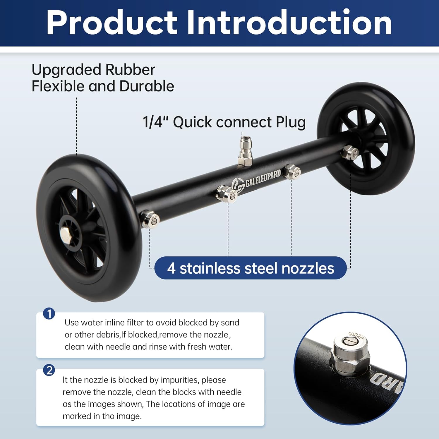 Pressure Washer Undercarriage Cleaner, 16 Inch Undercarriage Car Washer Attachment, Pressure Washer Under Car Cleaner with 3 Pcs Extension Wand, 1/4" Quick Connector, 4000 PSI
