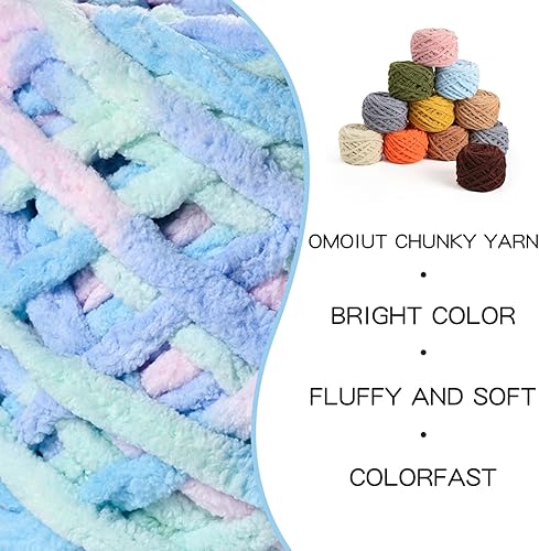 Vista 82 de Paquete de 3 hilos gruesos de felpilla de felpa de 3.53 onzas (49.2 yardas), hilo de terciopelo esponjoso para tejer y hacer ganchillo, hilos de 3