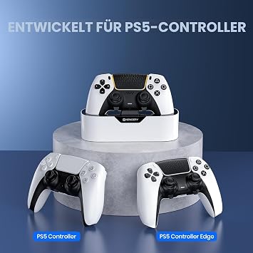 NEWDERY Single Charging Station for PS5 Controller Fast Charging Station with LED Charging Indicator Compatible with PS5 Controller and DualSense Edge Controller White