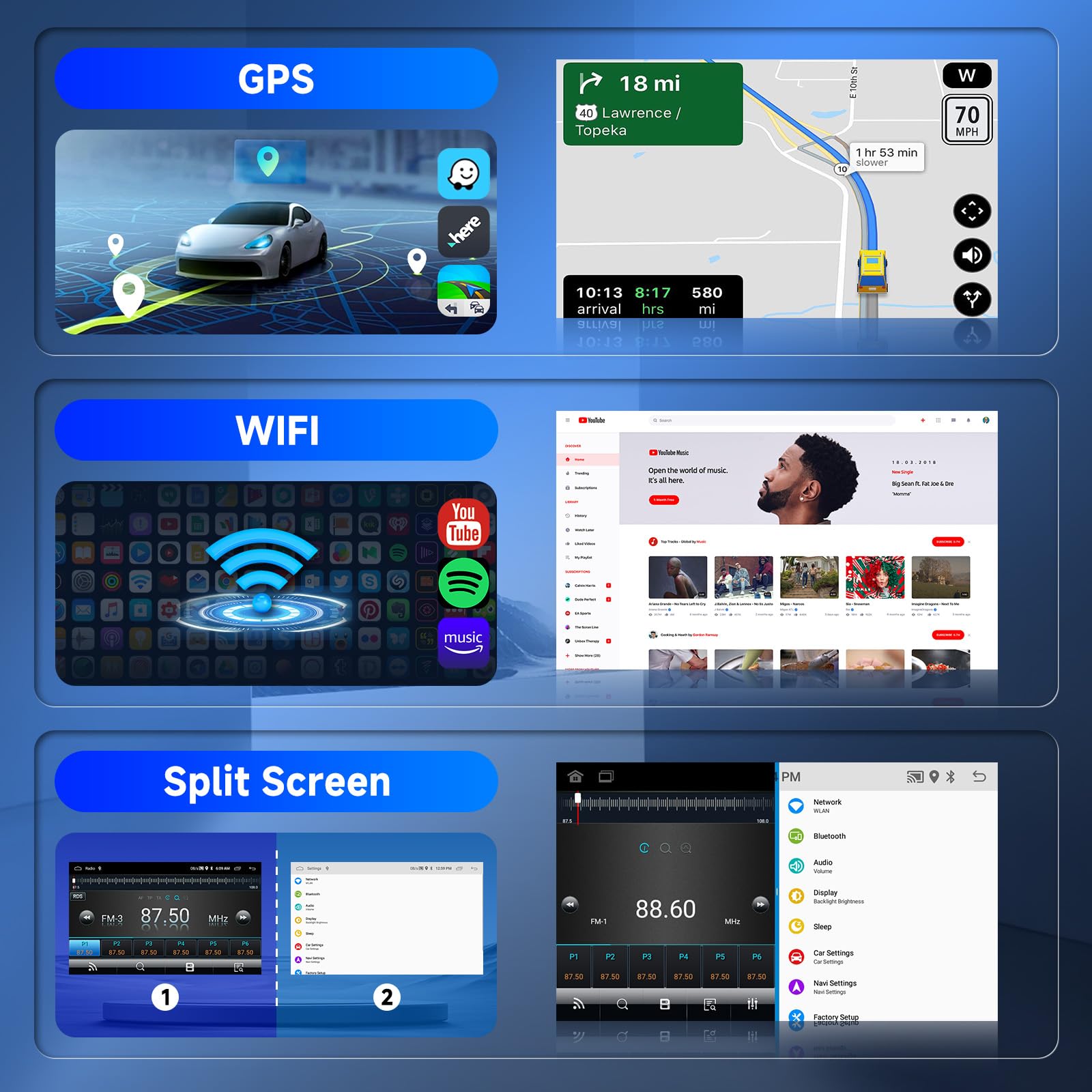 Hodozzy Carplay radio samochodowe 2 + 64G, do Opel Astra Antara, Vectra Corsa Zafira Meriva Vivaro Combo, 7-calowy samochód stereo Bluetooth z systemem Android Auto/WiFi/GPS/RDS/FM/USB + kamera