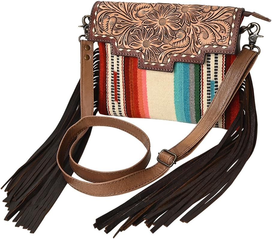 American Darling Crossbody Saddle Blanket Hand Tooled Genuine Leather Western Women Bag Handbag Purse Travel Bags College