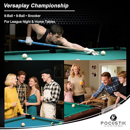 Miniatura 7 de Taco de billar, 58" de 2 piezas, palo de billar de arce canadiense con empuñadura ergonómica y punta de 13 mm, palo de billar profesional en 6