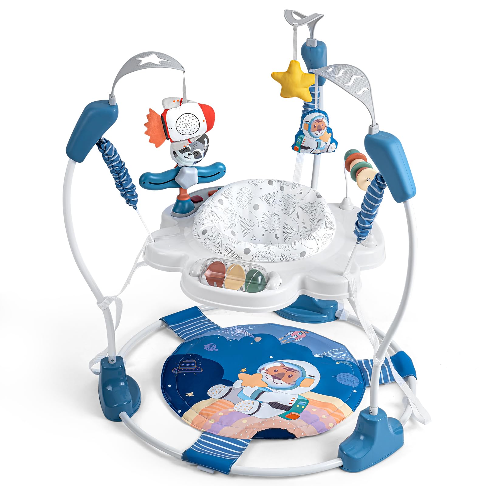 Centro de actividades para bebés Saltador para bebés Centro de actividades con música Juguetes interactivos Asiento giratorio de 360° 3 alturas ajustables Saltador de actividades para bebés de 6 meses Space Tiger