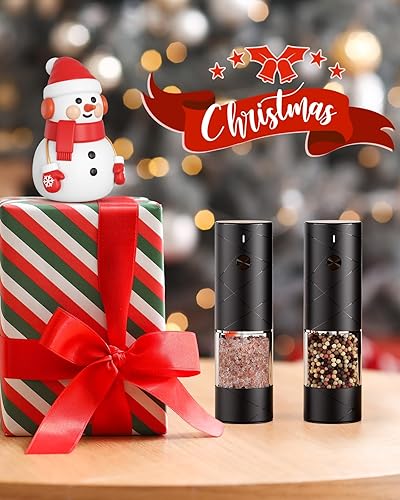 Miniatura 2 de Juego de molinillo eléctrico de sal y pimienta con grosor ajustable, juego de molinillo de sal y pimienta automático recargable con una mano y luz