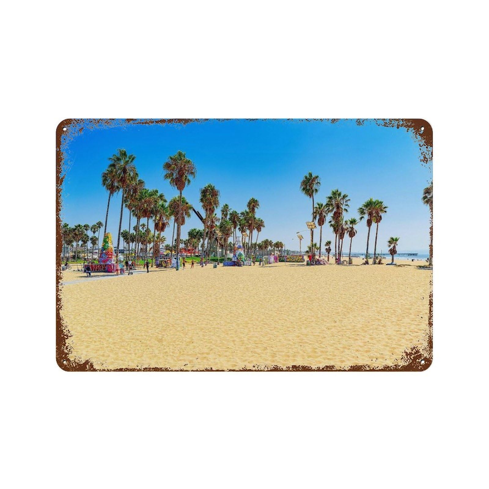 xiaoxiaoshen Real Photo Venice Beach California Wall Decor Art Metal Tin Poster Modern Home Decor Art Home Bar Shop Decorations Vintage Sign 20x30cm