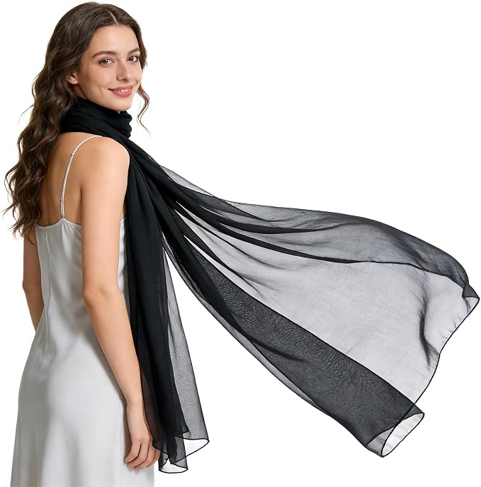 2pcs Chiffon Shawls and Wraps for Evening Dresses Women Elegant Soft Silky Wraps Wedding Bridal Scarf miniatura 3