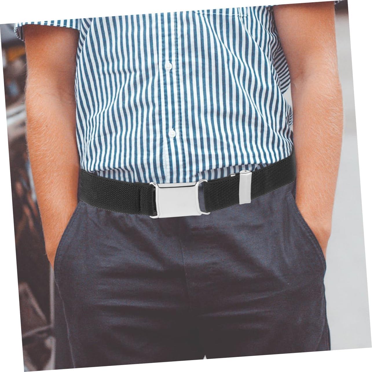 BESPORTBLE Elastic Pants Waistband Belt Stretch Elastic Band Black Polyester