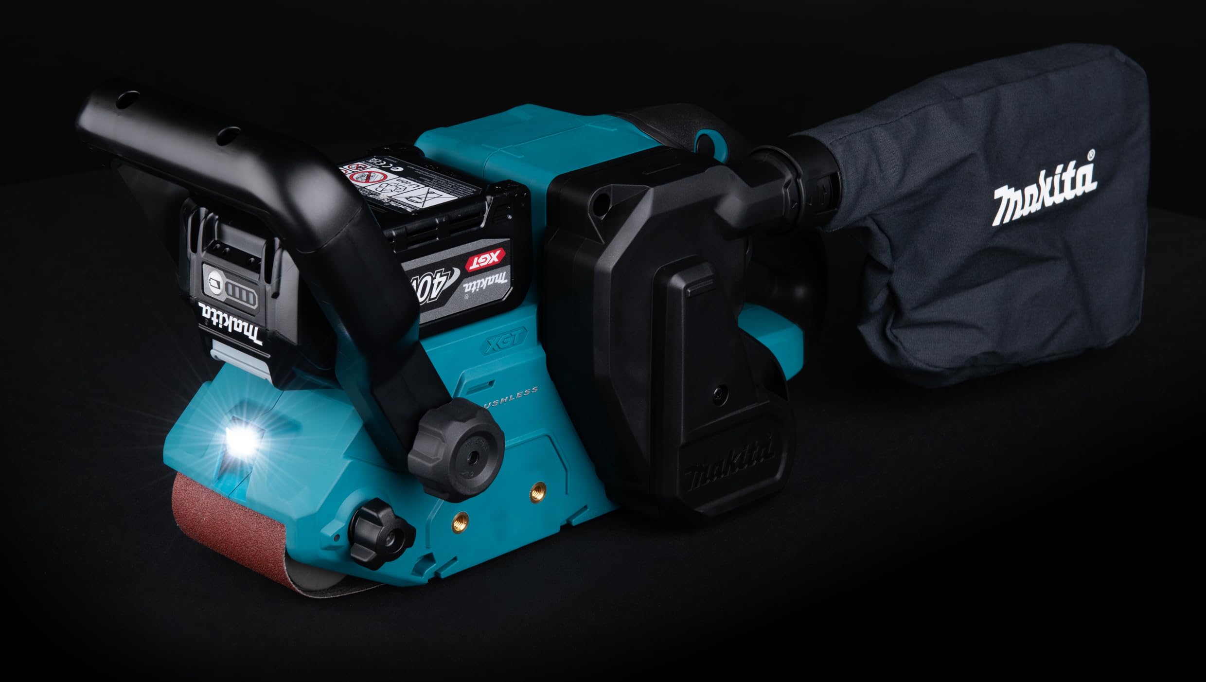 Makita BS001GZ - Smerigliatrice a nastro, 40 V max, larghezza di banda 76 mm, senza batteria e caricatore