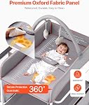 VEVOR Baby Changing Table, Foldable Diaper Change Station with 2 Fabric Drawers, Side Basket & Hanging Rod, Adjustable Height Portable Changing Table with Lockable Wheels & 2 Star Toys, Light Gray