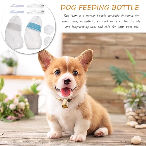 Miniatura 7 de Mipcase 2 biberones para cachorros para lactancia, 6.1 fl oz, kit de alimentación para gatitos, botellas para gatitos recién nacidos (color