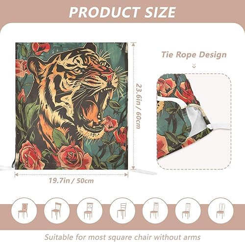 Miniatura 3 de Angry Tigers and Roses Decorative Chair Covers for Wedding Banquets Soft Reusable Chair Covers cobertor para sillas de comedor Set of 6