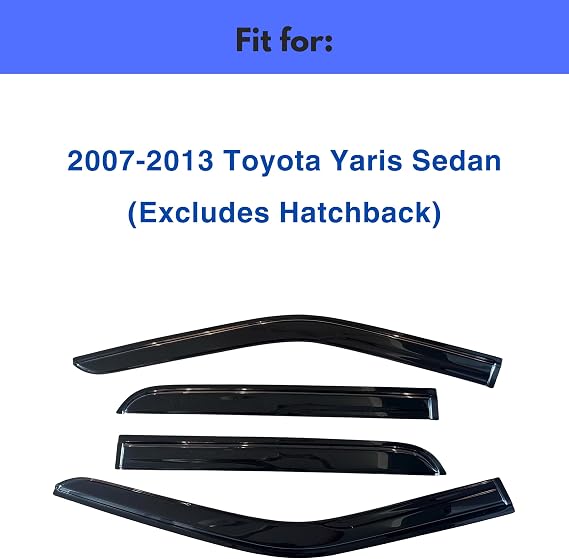 IG Window Visors Fit for 2007-2013 Toyota Yaris Sedan, Out-Channel Rain Guards Vent Wind Deflectors 4PC, Car Accessories for 07-13 Yaris Sedan (Excludes Hatchback)