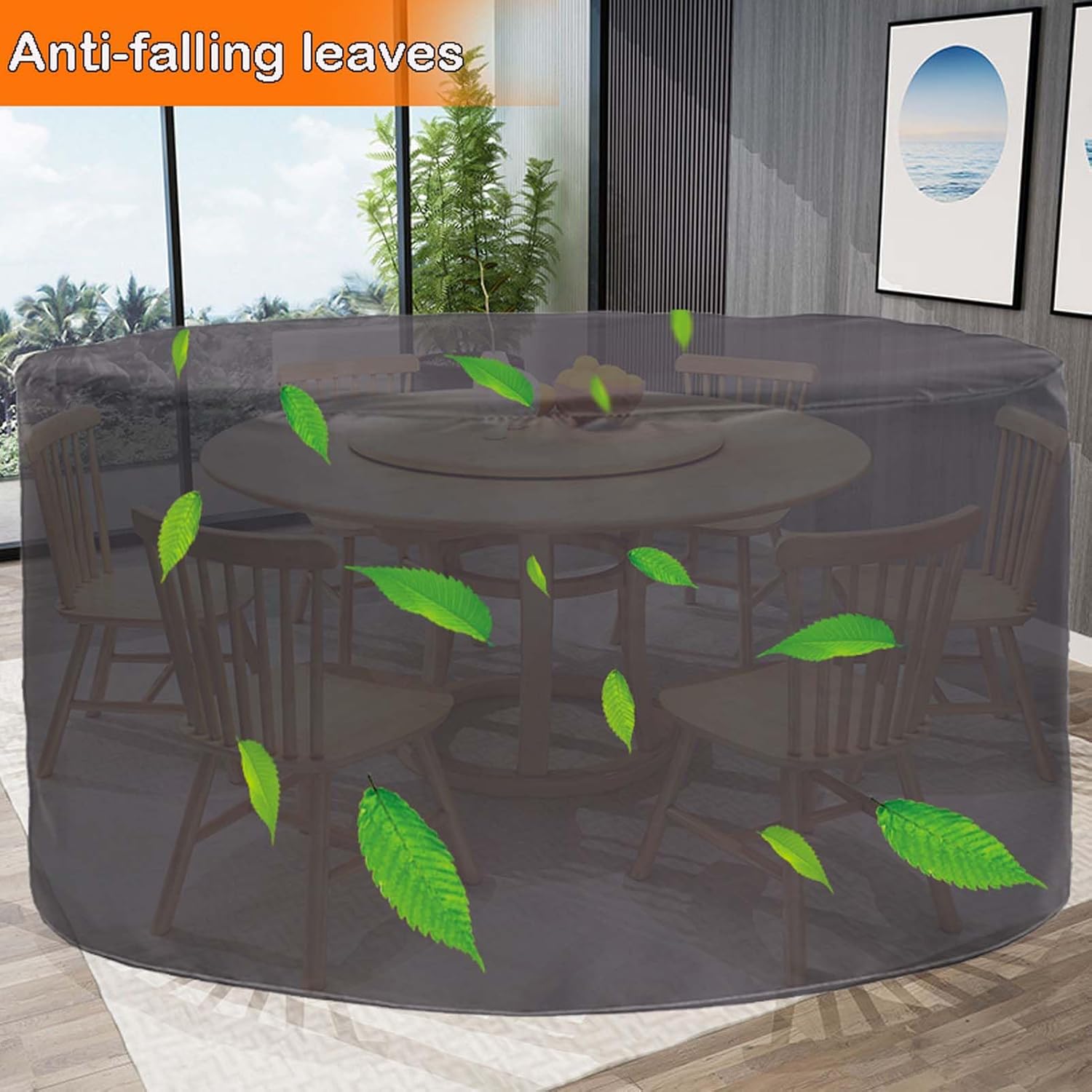 Round Patio Furniture Covers 31x23in, Heavy Duty 420D Oxford Cloth Waterproof Outdoor Table Chair Set Covers, Anti-Fading Cover for Garden Furniture Set, Dust Proof, Windproof