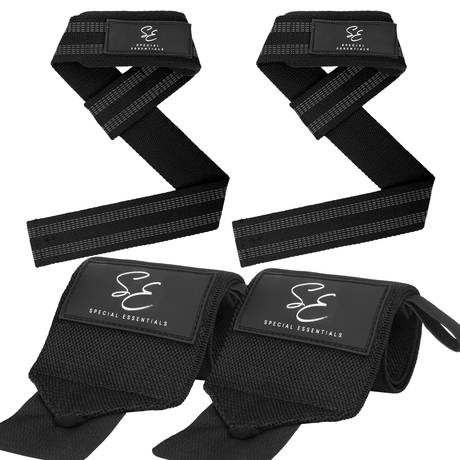Special Essentials Correas de muñeca para levantamiento de pesas y levantamiento de pesas, muñequeras para hombres y mujeres (paquete de 2 pares) de neopreno acolchado de alta calidad, correas de