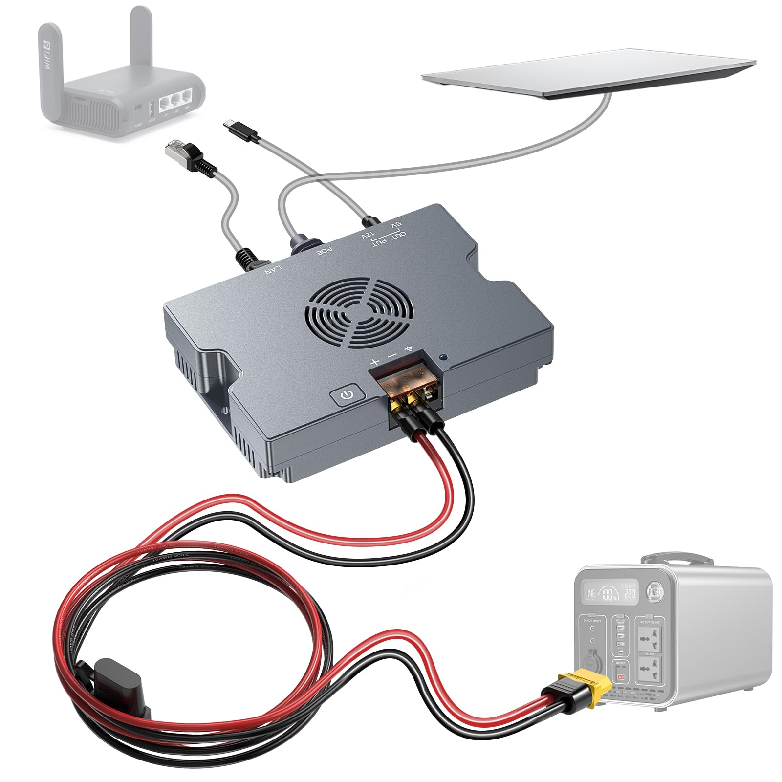 350W PoE Injector, 9-36V to 52V 6A Output - XT60 Cable Included