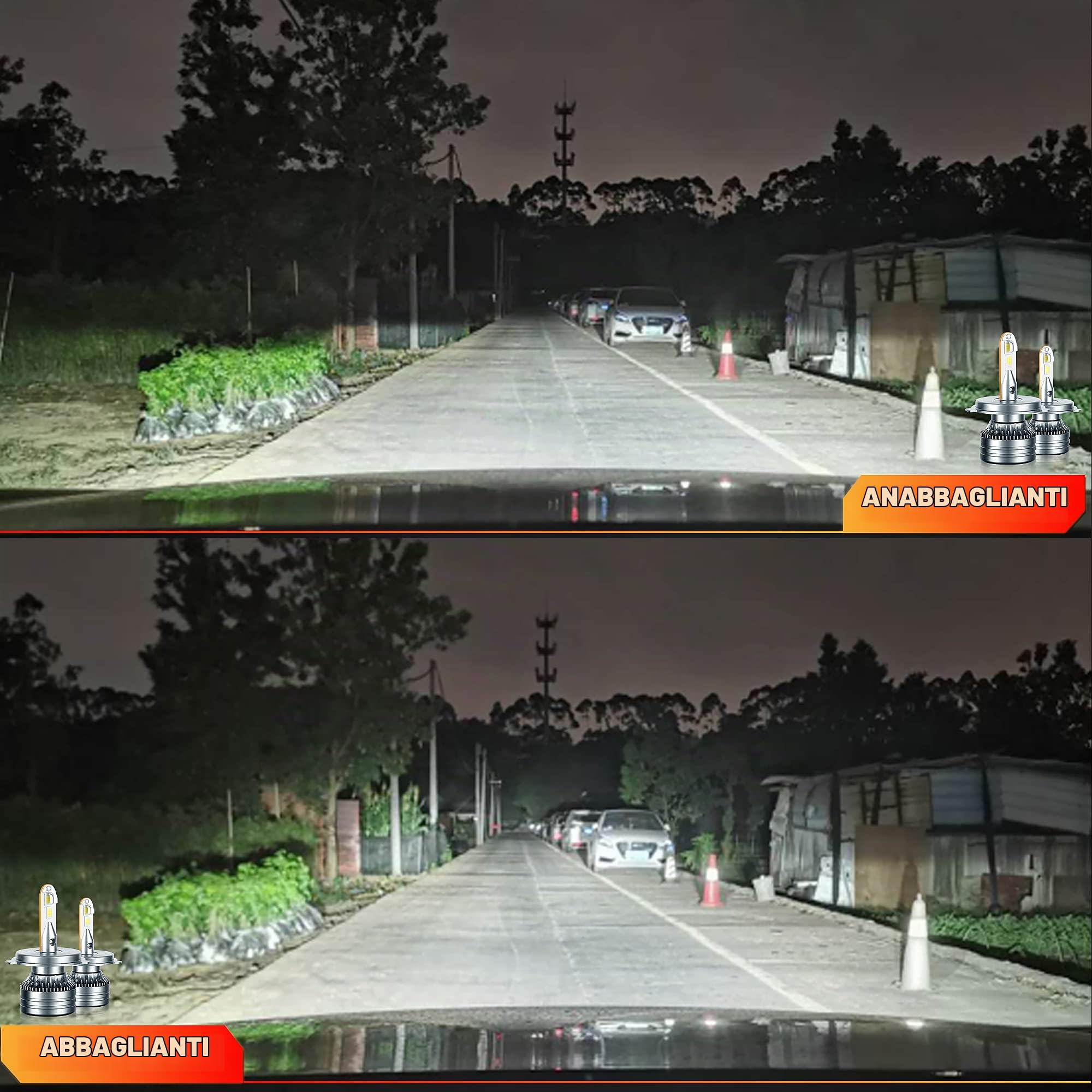 MONDEVIEW Coppia H4 LED Lampadina 6000K 60W 16000LM Moto Luminosità Estremamente Elevata LED Chip 360° Lampadine H4 Fari integra Anabbaglianti/abbaglianti Fendinebbia Bi-Xenon 5 Anni Garanzia