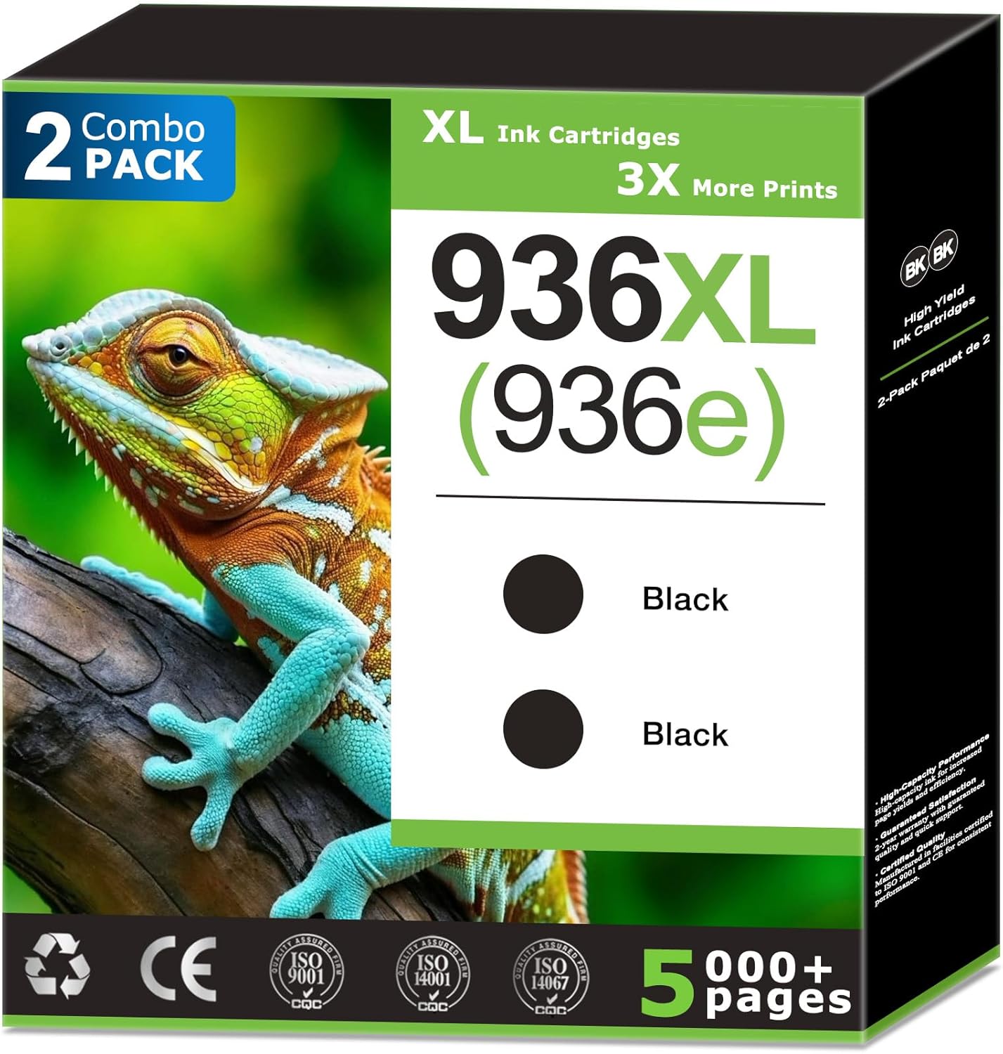 936XL 936e Black Ink Cartridges (2 Pack) Compatible for HP 936 Ink Replacements for HP 936 Balck Ink 936 Work with HP Printer Officejet Pro 9125e 9128e 9130b 9730e 9110b 9120 9122e 9135e Printer Ink