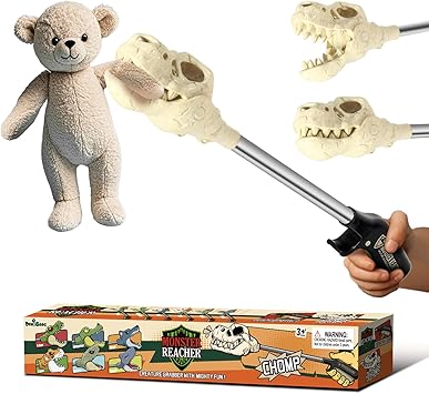DINOBROS Dinosaur Grabber Toy - 16-Inch Interactive T-Rex Chomper, Dinosaur Fossil Claw Pickup Tool for Kids, Jurassic Dino Toy for Boys and Girls