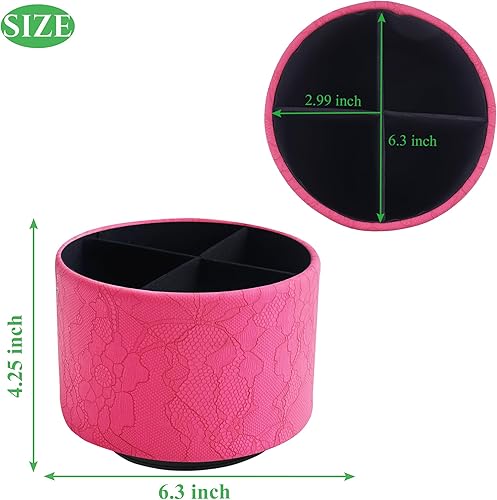 Miniatura 2 de Organizador redondo de cuero para suministros de arte, soporte para control remoto, giro de 360 grados, soporte multifuncional para lápices,