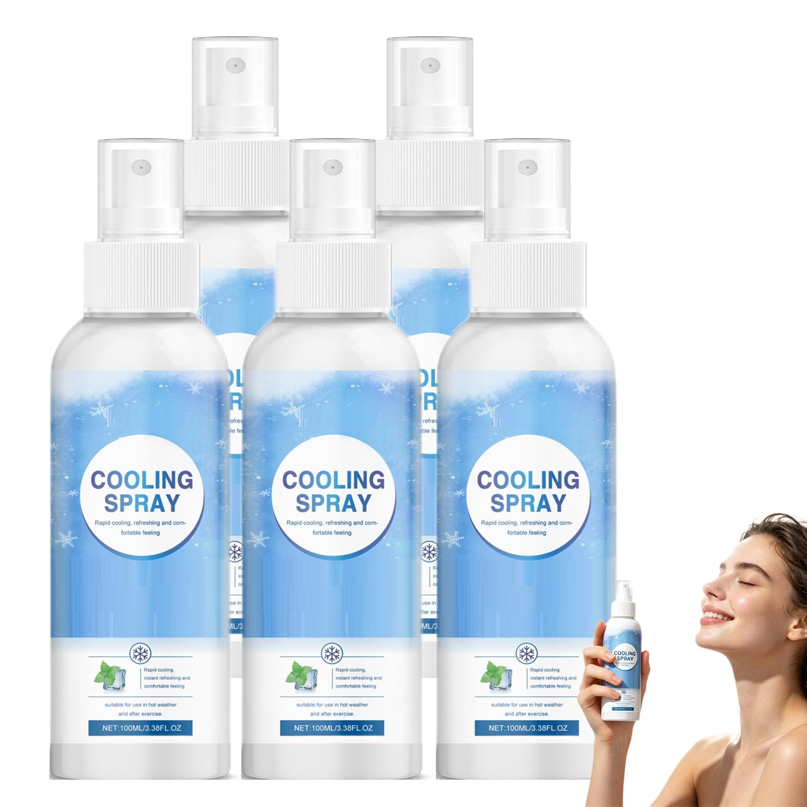 Kühlendes Gesichts- und Körperspray, kühlendes Sprühspray für heißes Wetter, feuchtigkeitsspendende Gesichtssprays und erfrischende Körpersprays, sofortiges kühles und angenehmes Erlebnis. (5PCS)