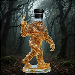Amazon Funny Bigfoot Whiskey Bottle, Engraved Bigfoot Shaped