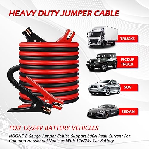 Vista 42 de Glantop®, cable con tenazas para arranque de repuesto universal para Spirit Anker, Powerall, Bolt, Powergo, Jumbl, Eavpower, Brightech (negro y rojo)