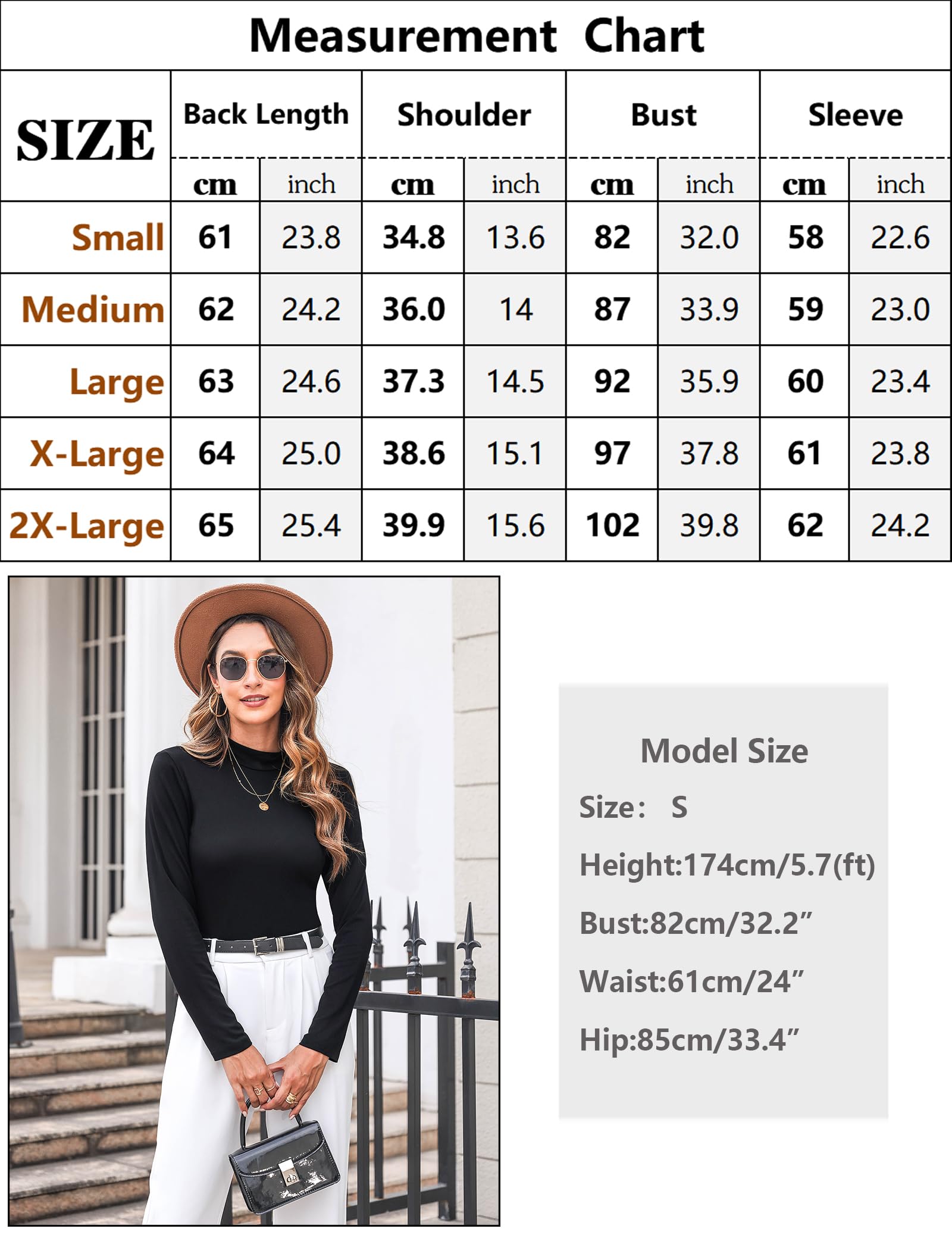 Totatuit Maglietta Donna Maniche Lunghe T-Shirt Elegante Top a Collo Alto Lupetto Casual Maglia Sexy Slim Fit Basic Solido Tee