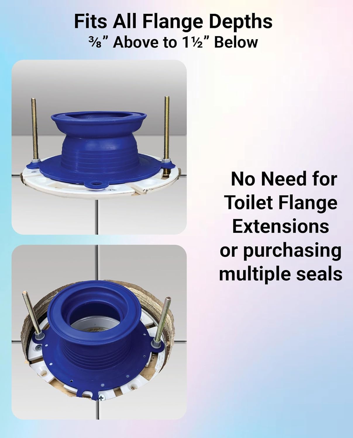 One N Done Toilet Flange Repair Kit – Complete Toilet Wax Ring Replacement Kit – Durable Waxless Toilet Ring – Includes Toilet Flange Bolts and nuts,washers - Toilet Flange Extension Kit (1 Pack)