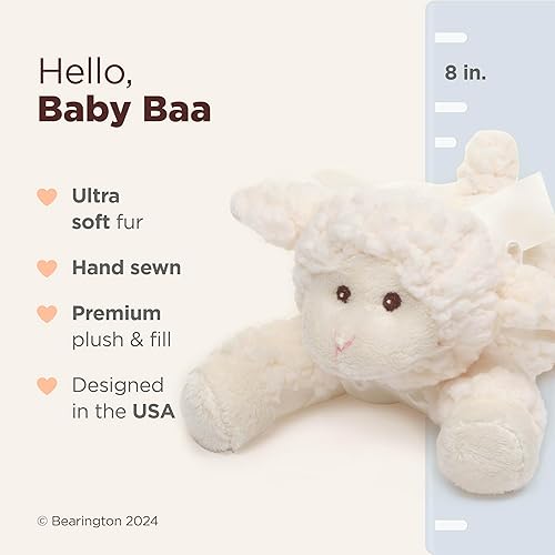 Miniatura 2 de Bearington Baby Baa - Cordero de peluche con sonajero 8 pulgadas