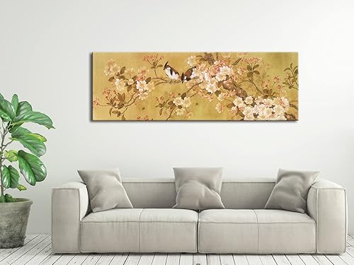 Miniatura 4 de Pyradecor Impresiones en lienzo para pared, pájaros en árboles en flor, cuadros florales para sala de estar, dormitorio, decoración del hogar,