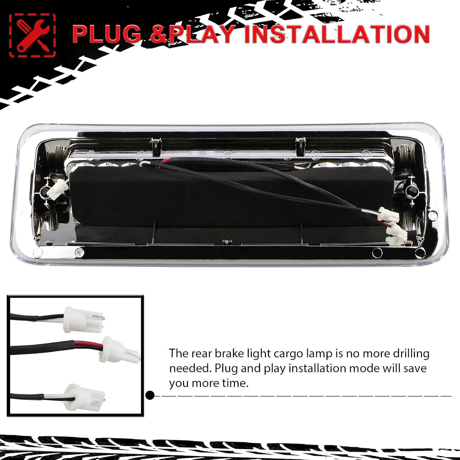Youxmoto LED 3rd Brake Light High Mount Brake Light Cargo Light Fit for 2004-2008 Ford F150, 2007-2010 Ford Explorer Sport Trac, 2006-2008 Lincoln Mark LT (Chrome Housing Clear Lens)