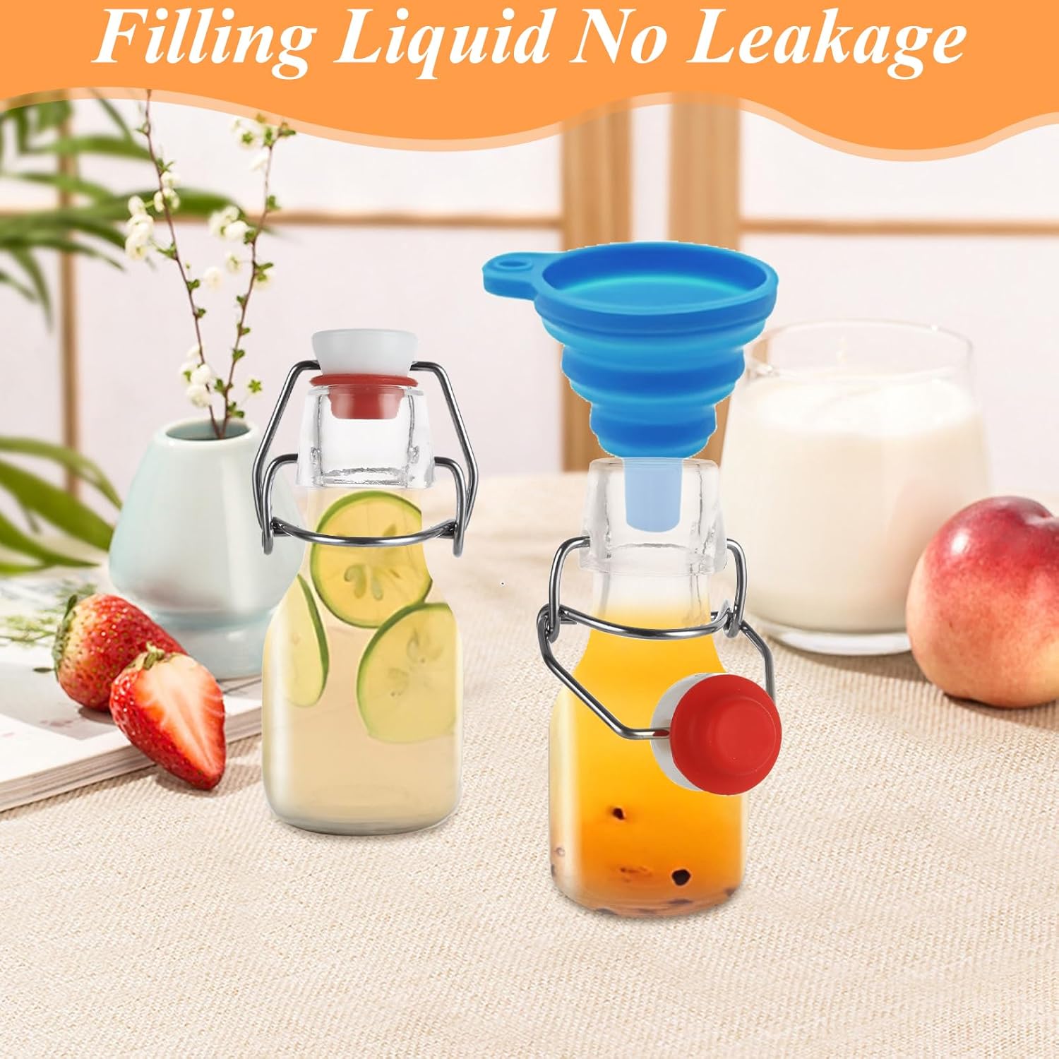 30 PCS Flip Top Glass Bottle with Airtight Lid 2 Oz Swing Top Glass Bottles with Stopper 2 Oz Glasss Kombucha Bottles with Lids for Beverages, Oil, Vinegar, Kombucha, Beer, Water, Soda