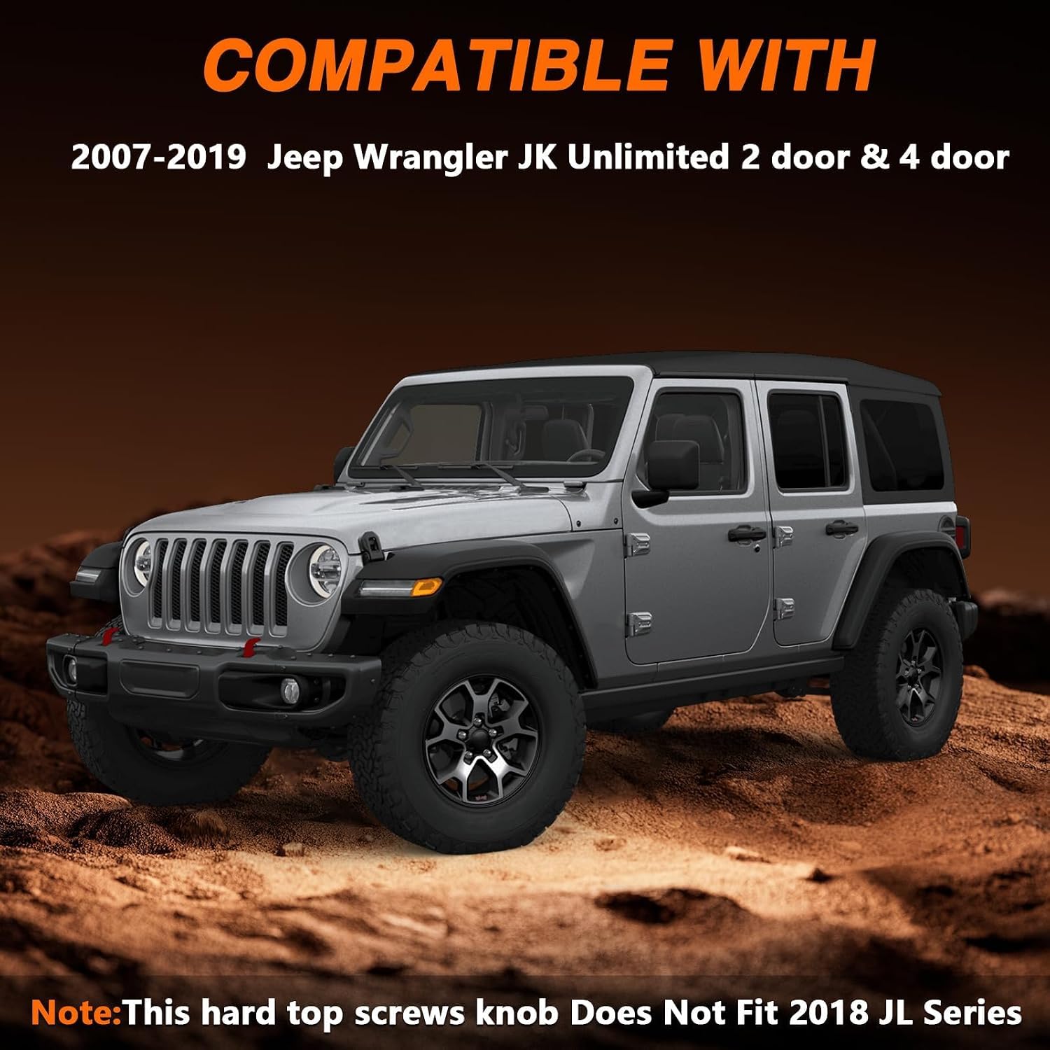 FUSCH Upgraded Aluminum Alloy Auto Freedom Roof Hardtop Bolt, Hard Top Panel Mounting Screw Knob Compatible with Jeep Wrangler JK 2dr & Unlimited 4dr 2007-2019 Replace# 1CJ57DX9 1CJ57DX9AC 1CJ57DX9AD