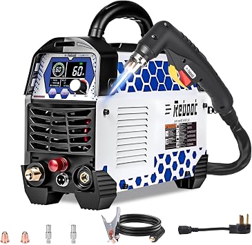 Reboot Plasma Cutter Non-High Frequency Non-Touch Blow Back Pilot Arc, 1" 25mm Max Cut 5/8 Inch Clean Cut, 2T/4T, Large LED Display Gouging/Marking/Mesh Plate Cutting 120V/240V Dual Voltage