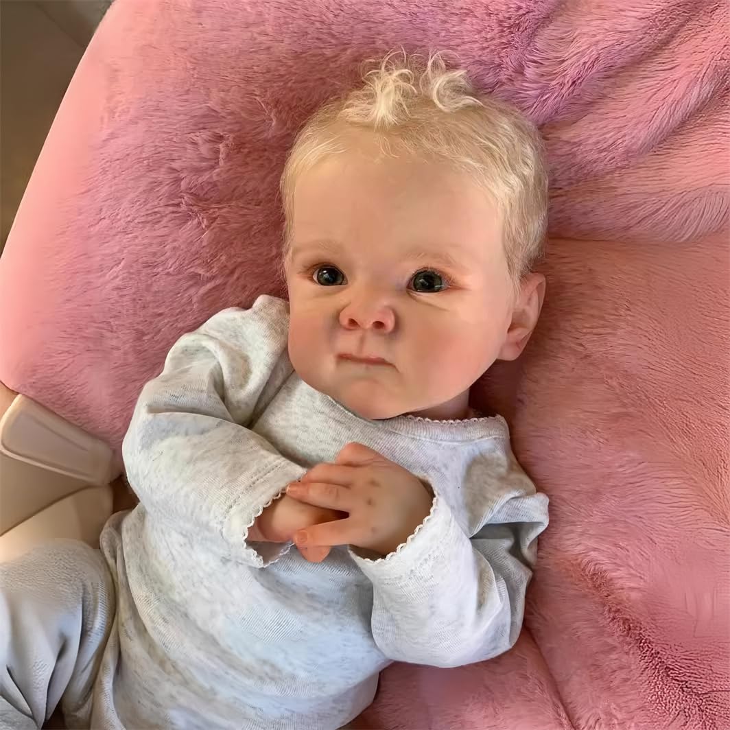MAIHAO Realistic Reborn Baby Dolls 19 Inch Lifelike Blonde Blue Eyes Girl Soft Body That Look Real Life Newborn Baby Dolls Real Baby Girls Reborn Doll High-end Gift for Kids Age 3+ - Image 2
