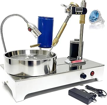 120W Gemstone Grinding Faceting Machine, Gem Polishing Machine Jewelry Polisher with Diamond Flat Grind Disk, for Jade Precious Metals
