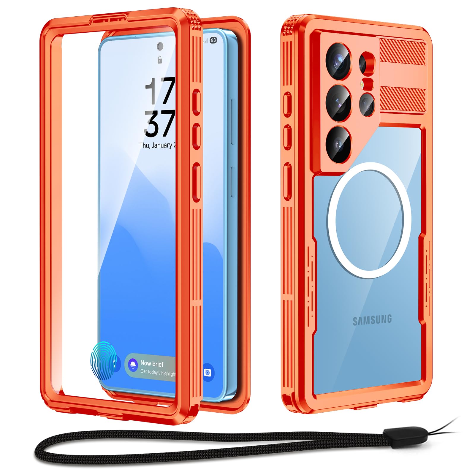 Funda Impermeable Samsung S26 Ultra Beeasy Carcasa Completa Naranja 7