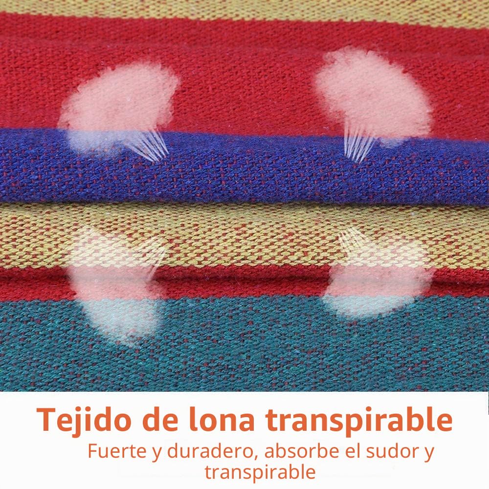 HOSPAOP Hamacas Dobles 280 x 160 cm, Hamaca Jardin Colgantes Exterior con Barra, Amaca Portátil de Lona con Cuerdas, Capacidad de 300kg, para Jardín Patio Acampar Trasero Playa Mochileros