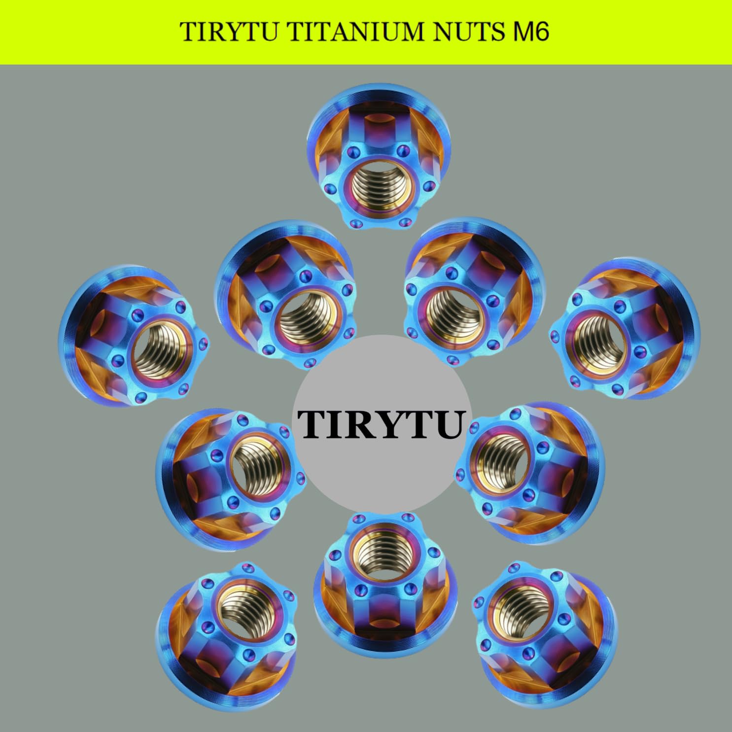 10PCS Titanium Flange Hex Nut M6x1.0, Lightweight Design Durable Fasteners for Bicycle/Motorcycle/Auto Upgrades (Burnt Blue)