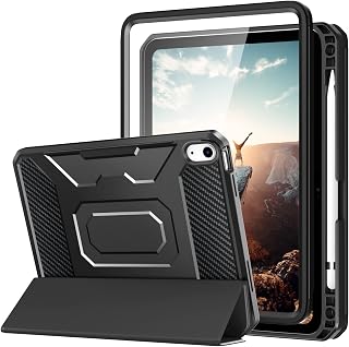 MoKo for iPad 10th Generation Case, iPad 10th Gen Case, [Built in Screen Protector & Pencil Holder], Full Body Shockproof Cover with Trifold Stand for iPad 10.9 inch 2022, iPad 10 case, Solid Black
