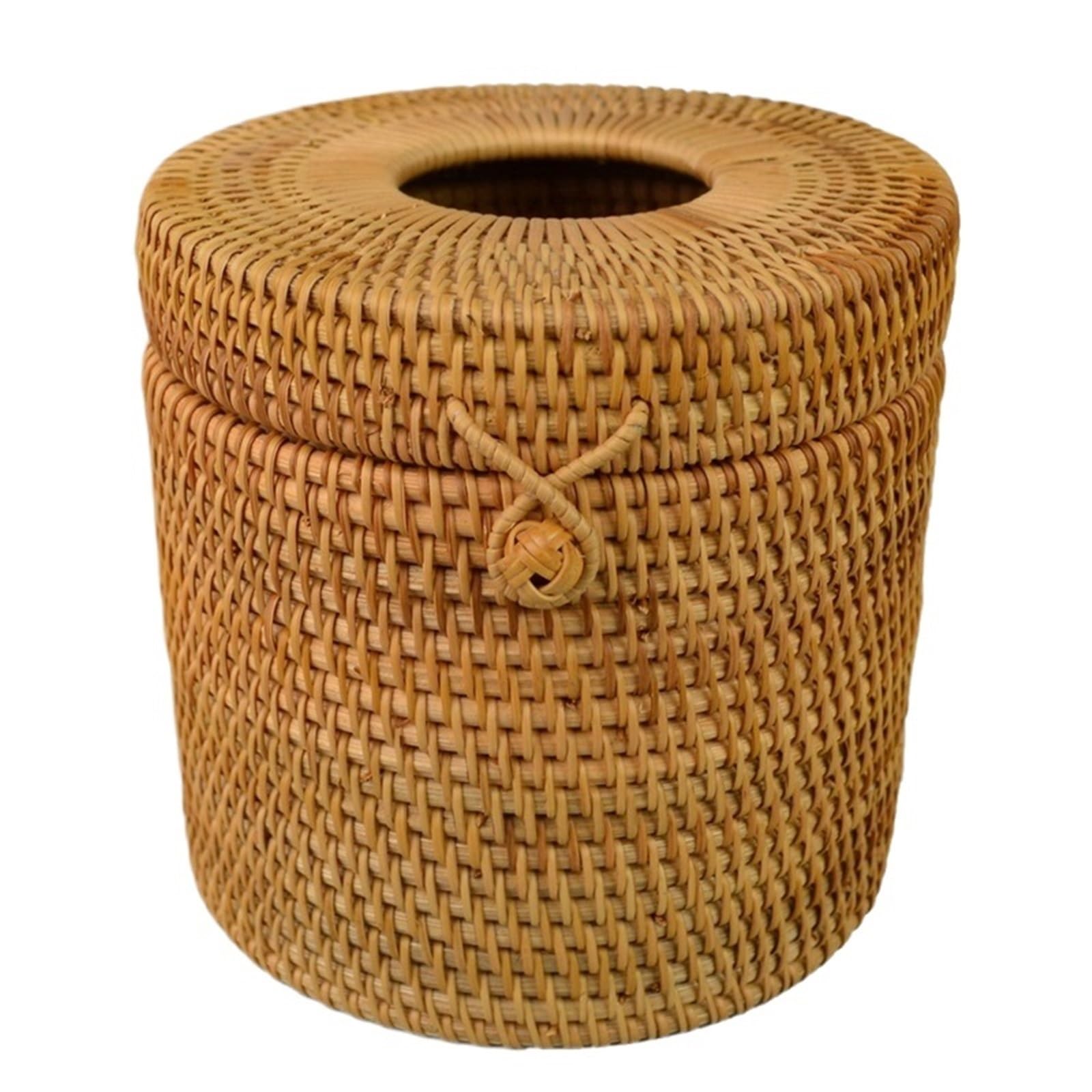 Hand Woven Holder Round Rattan Tissue Box Vine Roll Holder Toilet Paper Cover Dispenser For Barthroom Home Hotel And Office