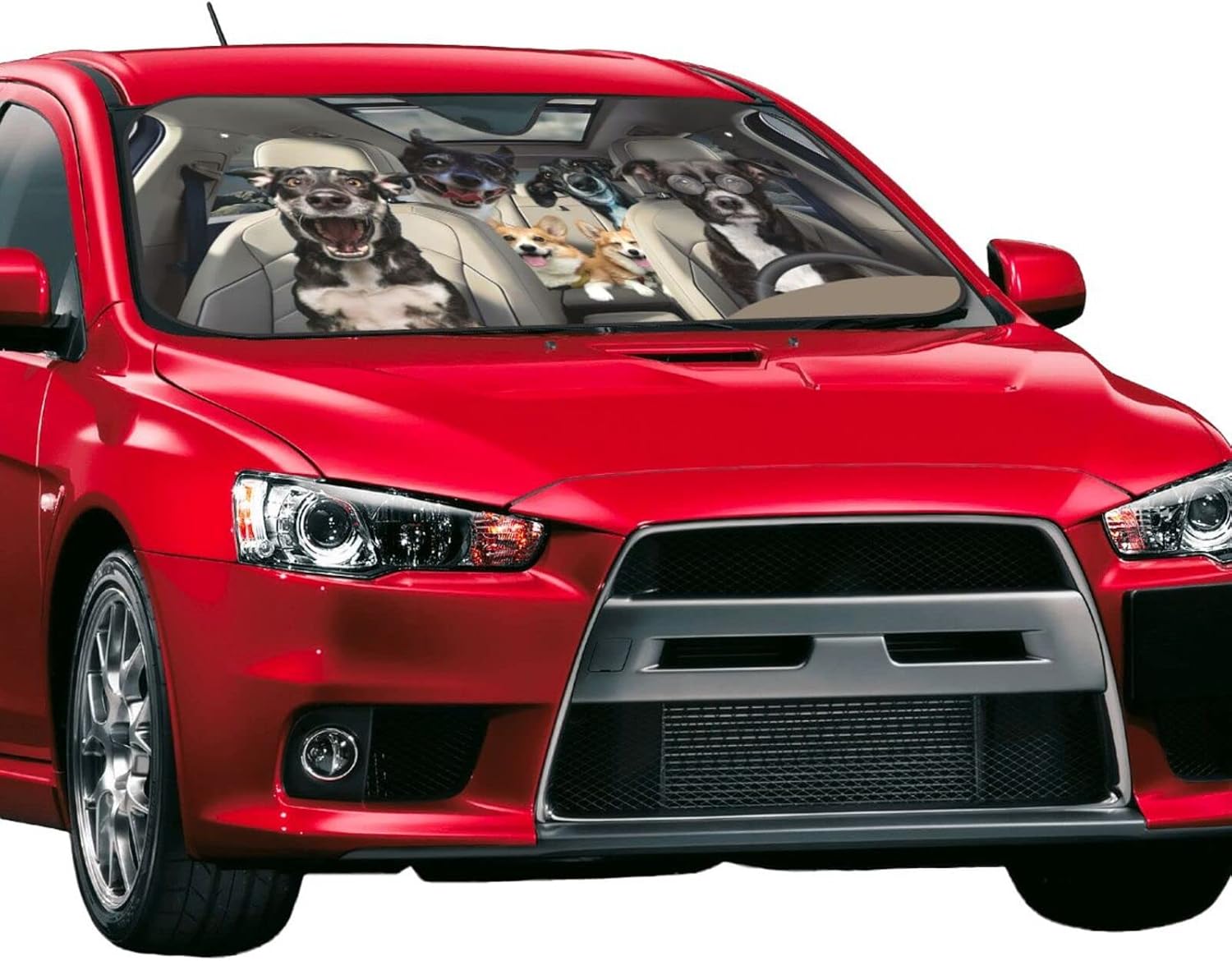 BSAITE car Windshield Sun Shade Accessories Truck SUV Resistant Sun Foldable in Easy to Carry Dogs Driving -Small, 51'' X 27.5'' (zn-56)