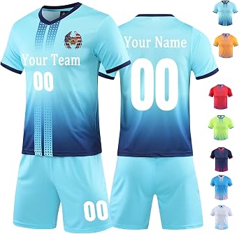 Kids Boys Soccer Jersey Custom Youth Men Soccer Uniforms Personalized Soccer Shirt and Shorts with Name Number Team