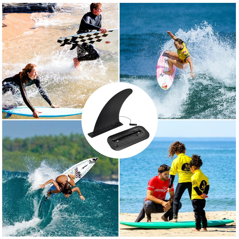Aileron Paddle Universel, Aileron Paddle, Sup Aileron Central Amovible, 9inch Aileron de Surf Détachable, Ailerons de Planche de Surf gonflables Debout en Plastique pour Planche à pagaie Debout