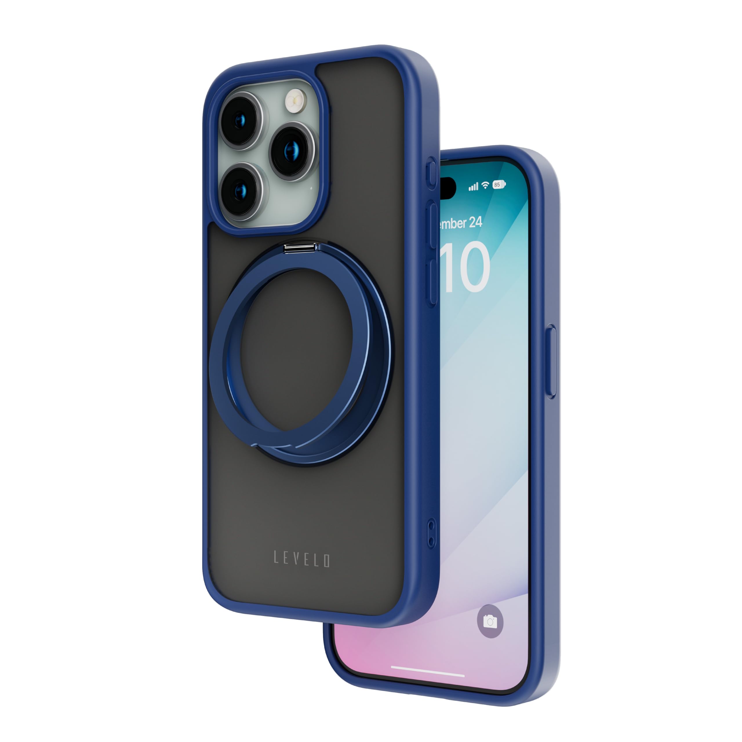 Levelo Magfit Ringo Multi-Functional Kickstand Case For iPhone 15 Pro Max (Blue)